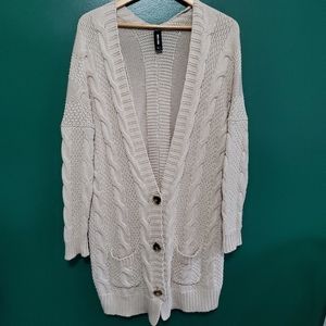 Agnes & Dora Button Cardigan Sweater With Pockets Beige Medium